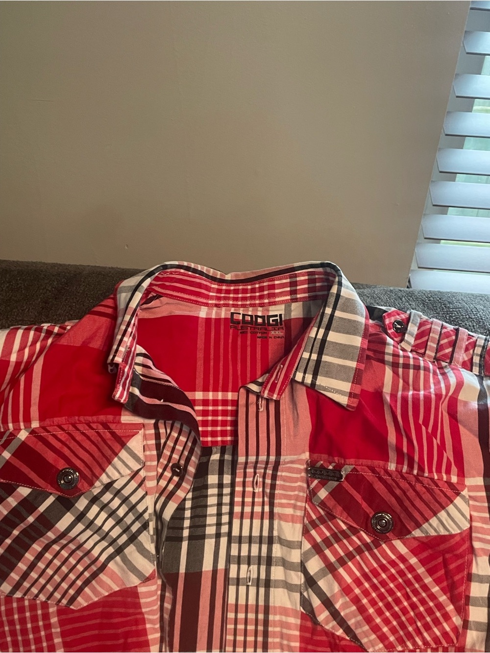 COOGI Red Plaid Button-Up Shirt